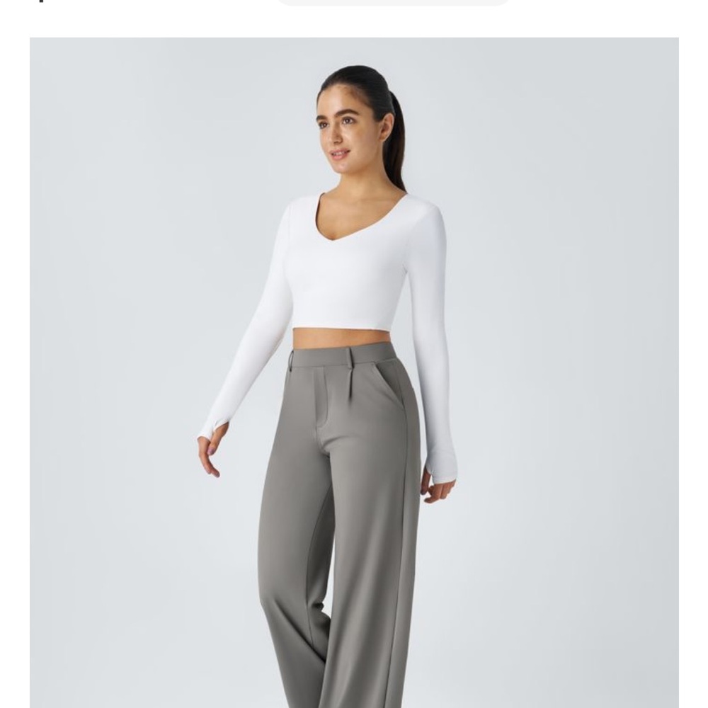 HALARA Tall High-Waist Wide-Leg Pants in Gray